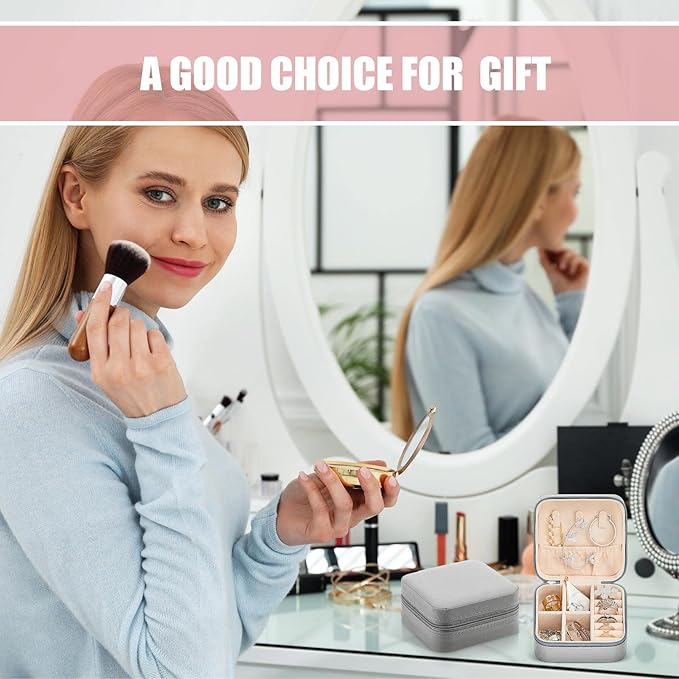 Taiyin 6 Pcs Travel Jewelry Case, Valentines Day Gifts for Her- Small Jewelry Organizer Box Bridesmaid Gifts for Women Girls (Gray)
