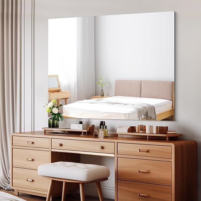 CILIBER Frameless Mirror, 40x48 Inch Large Bathroom Mirrors for Wall Over Sink, Upgraded Shatterproof Vanity Mirror with Polished Edge for Bathroom,Bedroom,Living Room and Entryway