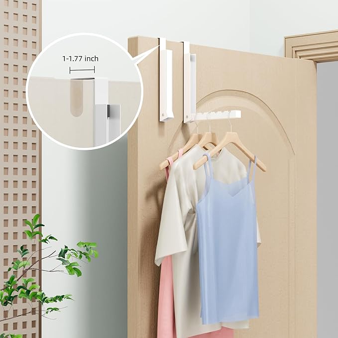 2 Pack Over The Door Hanger, Folding Over The Door Drying Rack for Laundry, Over The Door Hooks, Door Hanger for Clothing, Over The Door Clothes Hanger,Portable Compact,White
