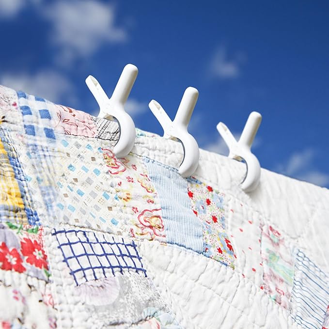 24 Pack Beach Towel Clips with Strong Anti-Rust Springs,Heavy Duty Towel Clips,Plastic Laundry Clothes Pins to Keep Your Towel, Clothes, Blankets to Dry on Clothesline and Hanging Rack (Blue)