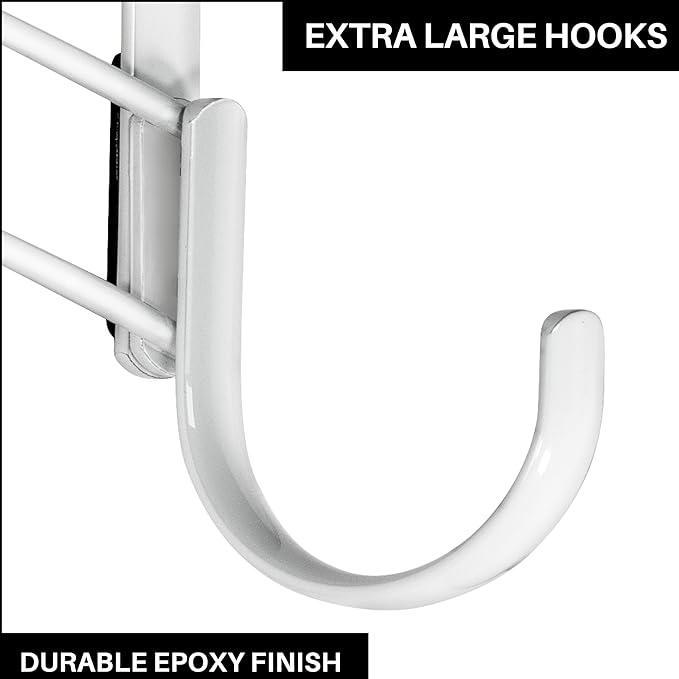 LYNK Professional® Home™ Over The Door Hooks - 9 Hook Over The Door Hanger - Over Door Coat Rack - Hanging Towels or Clothes - Bathroom, Bedroom or Laundry Room - Lifetime Ltd. Warranty – White