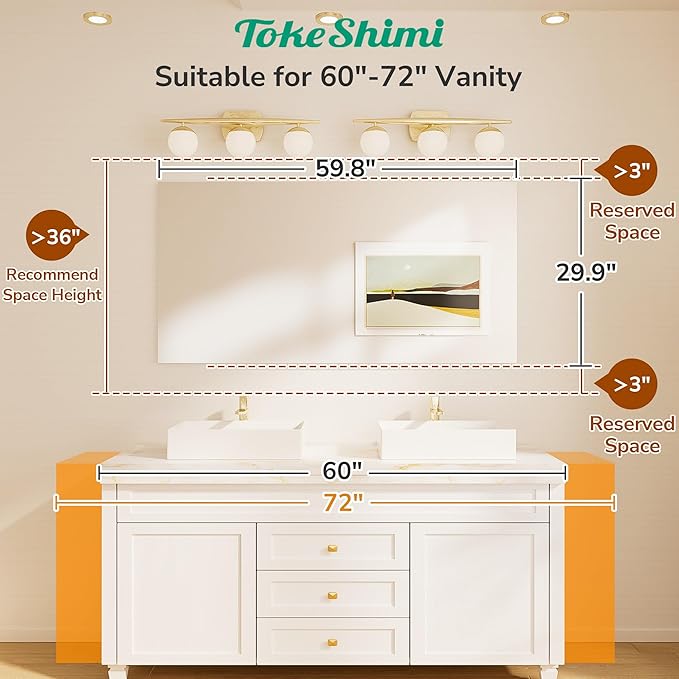 TokeShimi 60x30 Frameless Bathroom Vanity Mirrors for Over Sink, Modern Rectangle Bathroom Mirrors for Wall with Polished Edge Shatterproof Decorative Mirror for Bedroom, Living Room, Entryway