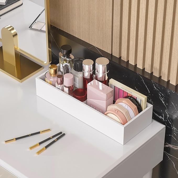 ZHWS Toilet Paper Basket, Bathroom Basket, Toilet Tank Tray for Storage Toiletries, Back of Toilet Organizer, Bathroom Vanity Tray for Makeup, Decorative Tray, Toilet Tank Basket 15" x 6" x 3 White