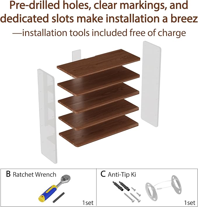 Free Standing Shoe Rack, Closet Shoe Storage Shelves for Entryway Small Space, Garage & Living Room, Wooden Shoe Stand, 5-Tier Modern Shoe Organizer, Solid Wood & Acrylic Frame with Top Shelf