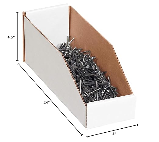 Box USA BBINMT424 Open Top Bin Boxes, 4" x 24" x 4 1/2", Oyster White (Pack of 50)