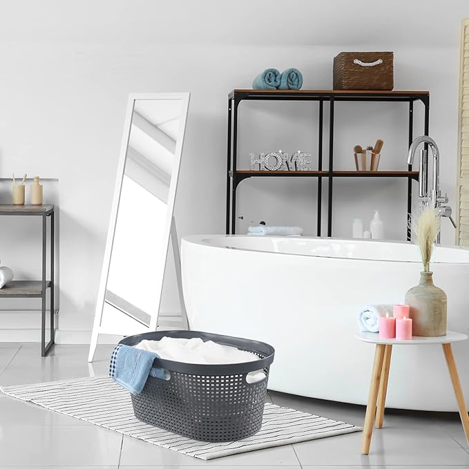 Wekioger 40 L Plastic Laundry Basket with Cutout Handles, 4 Packs, Large Clothes Hamper Storage Basket