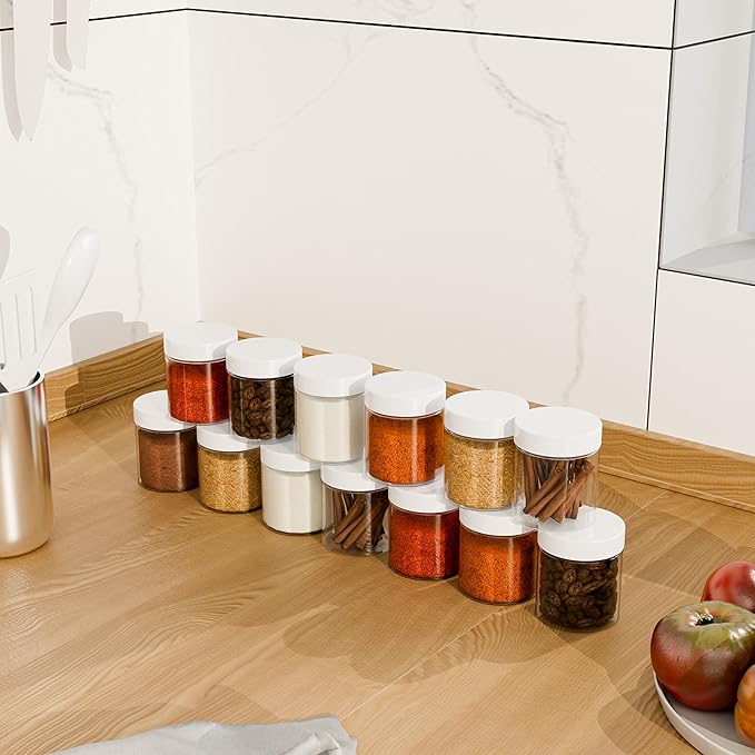 ihomecooker 84PCS 4oz/125ml Plastic Jars with Screw On White Lids Seal Stickers Bottle Lid,Clear Container for Storing Dry Food,Spice,Lotion, Cosmetic, Slime, Honey Jam, Cream, Butter