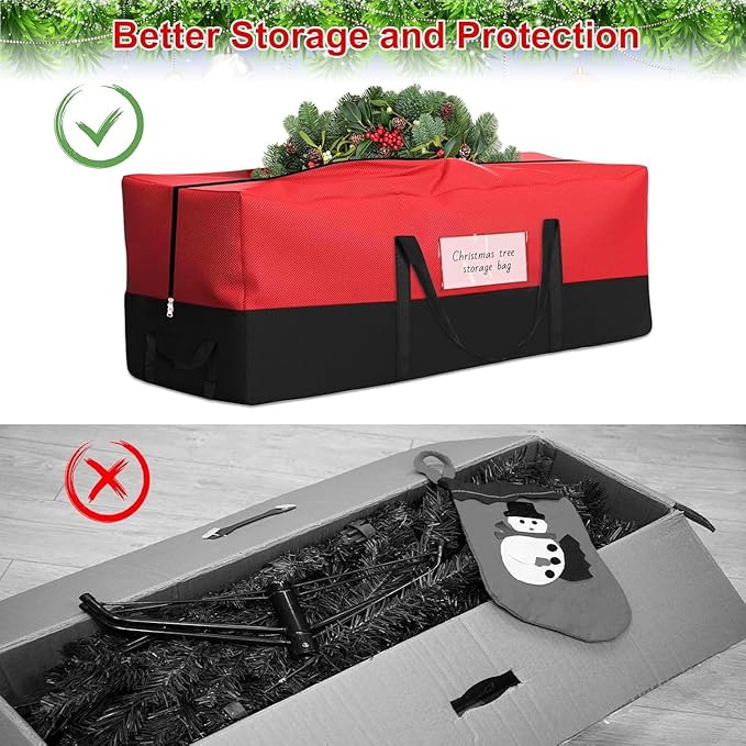 Christmas Tree Storage Bag, Fits Up 8 Ft Tall Artificial Trees, Heavy-Duty 600D Oxford Tree Bag with Reinforced Handles Zipper Clear Pocket, Storage Bags for Moving Items, Clothing, Outdoor, Bedding