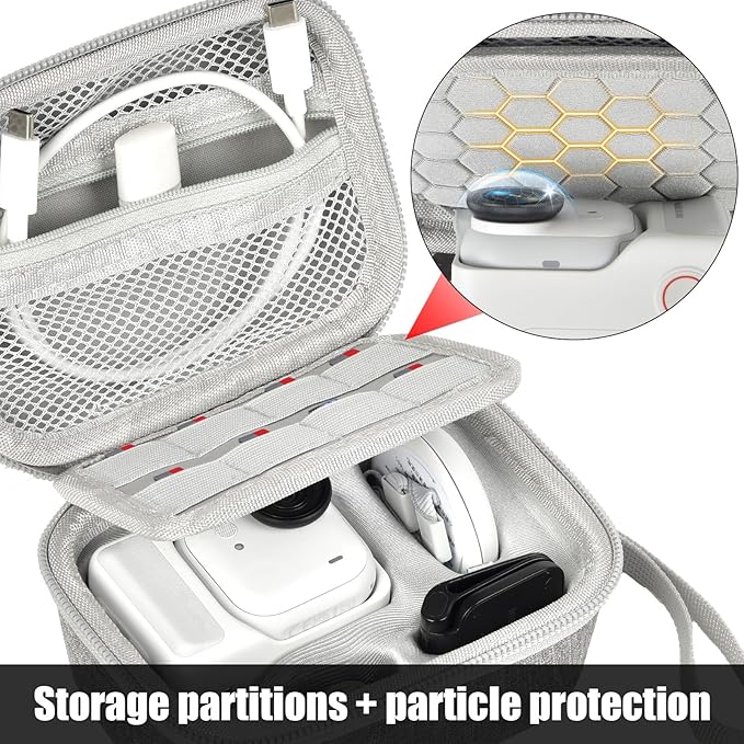 Case Compatible with Insta360 GO Ultra, Compact Protective Travel Case with Dedicated SD Card Slot for Accessories Organization, Mini Portable Storage Bag for Vlogging Action Camera for Beach & Hiking
