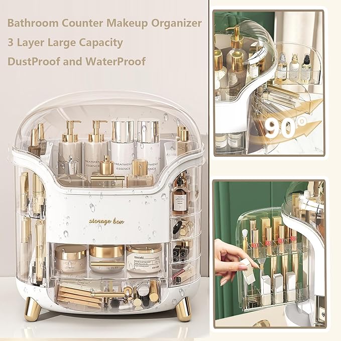 Large Makeup Organizer Countertop Vanity Organizer Cosmetic Organizer Makeup Storage Box Bathroom Counter Organizer Perfume Skincare Organizers Gift Women Girls Clear Design Easy Visibility