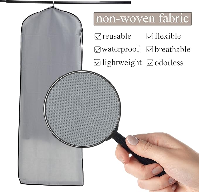 Dress Bags for Gowns Long, 2 Packs 65" Garment Bags for Hanging Clothes, 4" Gusseted Clothing Bags for Closet Storage and Travel, Suit Bags for Coats, Jackets, Shirts and Sweater (2)