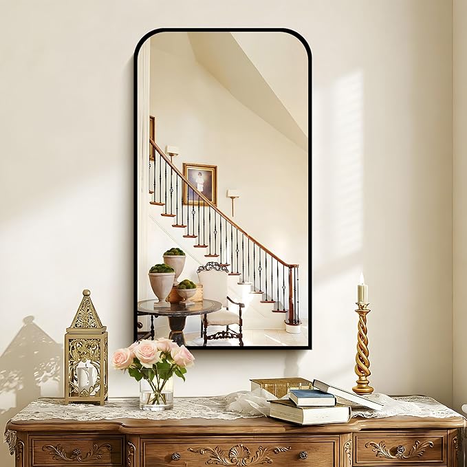 Bathroom Mirror, 20x36 inch Black Rectangle Wall Mounted Mirror with Thin Frame, Bathroom Vanity Mirrors for Over Sink, Entryway, Living Room, Bedroom