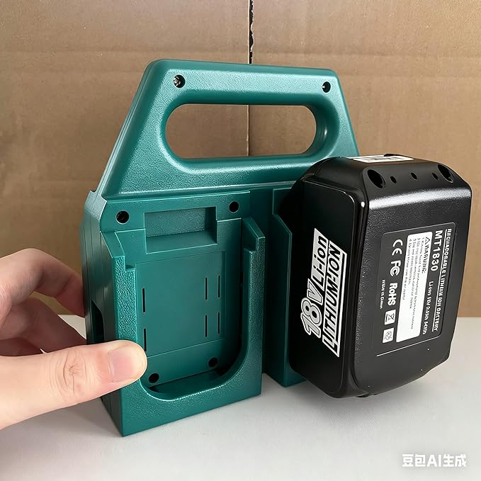 4-Slot Battery Carrying Holder for Makita 18V & 14.4V, Batteries Tool Case Storage Organizer Rack for Makita, Portable and Rugged Battery Caddy with Handle for Jobsite and Mount Bag Use
