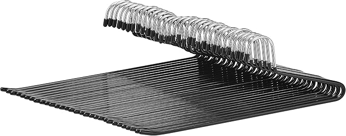 Amazon Basics Trouser/Slack Hangers Easy Slide Organizers, 30-Pack, Metal, Rubber, Black/Silver