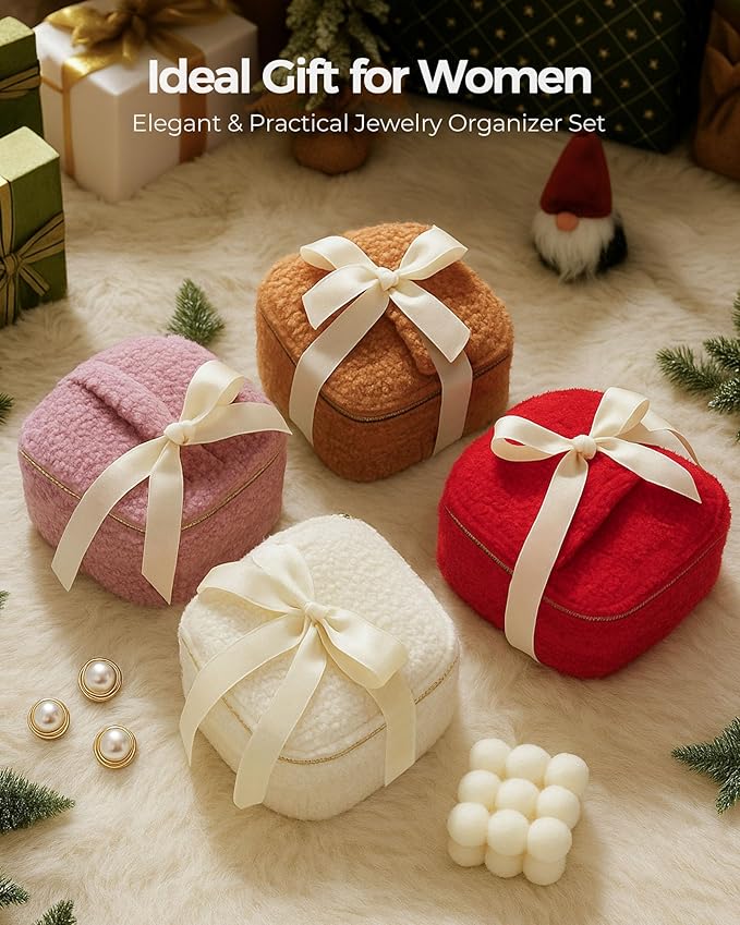 Travel Jewelry Case, 2-In-1 Small Jewelry Organizer Travel Jewelry Storage with Foldable Jewelry Roll for Earrings Rings Makeup, Travel Essentials Gifts for Women Girl, Lavender