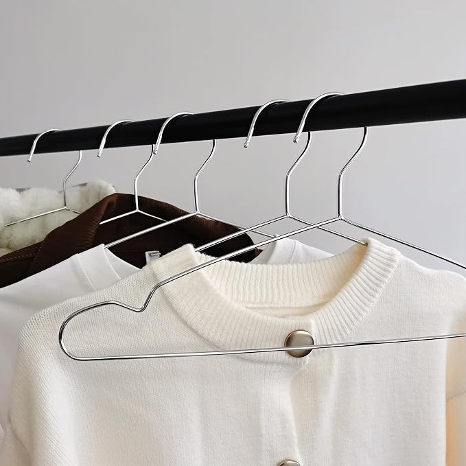 Wire Hangers 30 Pack, Heavy Duty, Space Saving, Stainless Steel, Silver, 16.5inches Closet Hangers for Hanging Coats, Suits, Jackets, Shirts,T-Shirt
