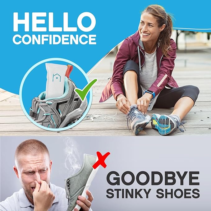 NonScents Shoe Deodorizer 2-Pack (4 Count) - Odor Eliminator, Air Freshener, Smell Absorber, Scent Remover for Shoes, Gym Bags, Soccer Cleats, Closets, Pet Area, Reusable - Shoe Deodorant