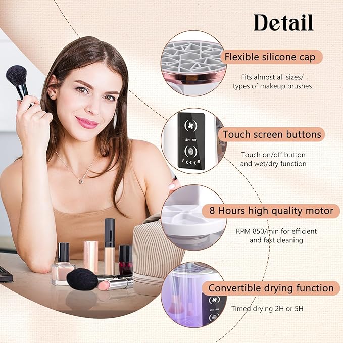 Electric Makeup Brush Cleaner Machine with Dryer and Holder, Automatic Makeup Brush Cleaning Machine, 3 IN 1 USB Cosmetic Beauty Makeup Brushes Tool Washer for All Size Makeup Brushes