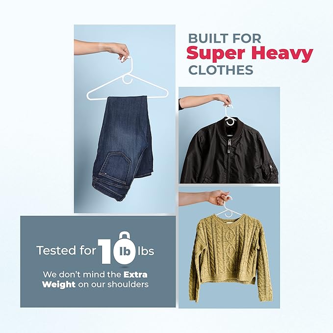 Neaties Super Heavy Duty Clothes Hangers 50+ Pack (72 Count) – Made in The USA - 10lb Capacity, Thick Plastic Hangers for Pants, Coats, Jackets, Jeans and Adult Clothing – Blue