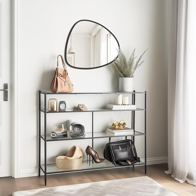 WallBeyond Asymmetrical Mirror, Irregular Wall Mirror, Wall Mirrors Decorative for Bedroom Living Room entryway Hall, Wall Mirror for mid Century Modern Decor 25" H x 20" W, Black