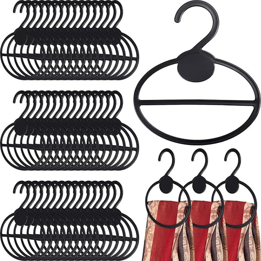 50 Pcs Scarf Hanger Plastic Holder Organizer Space Saving Scarf Organizer Clothes Hanger for Scarves Headscarves Clothing Sorting Storing (Black)