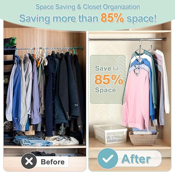 Clothes Hangers Space Saving Shirt Hangers, Lomrsiul Non Slip PVC Coating Multi Blouse Hangers Shirt Organizer for Closet Organizers and Storage for T Shirt Sweater Hoodie Coat Dress Black 2 Pack