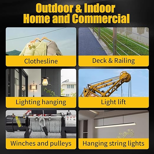 T316 Black 3/16“ Stainless Steel Cable, 250ft Wire Rope 7x19 Strands Aircraft Cable 3700lbs Breaking Strength, Wire Cable Rop for Deck Railing, String Lights, Fence, Clothesline &Yard Zipline