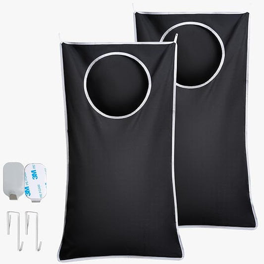 Hanging Laundry Hamper Bag XL 40x22", Space Saving over the Door Storage Bags, Behind the Door Hampers for Dirty Clothes & Wall Mounted Basket for Bathroom (2, Black)