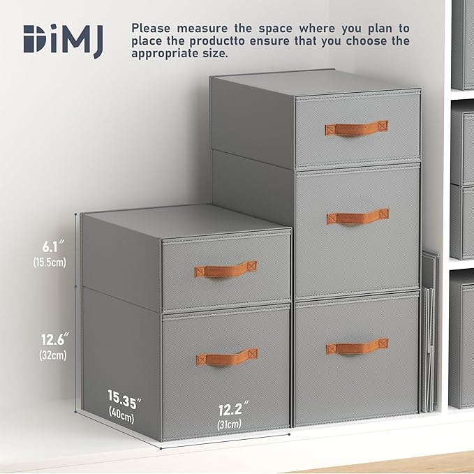DIMJ Closet Organizers and Storage- Fabric Stackable Storage Drawers Shelf Organizer for Clothes, Underwear, Sweaters, Collapsible Storage Bins for Wardrobe, Bedroom, Shelves