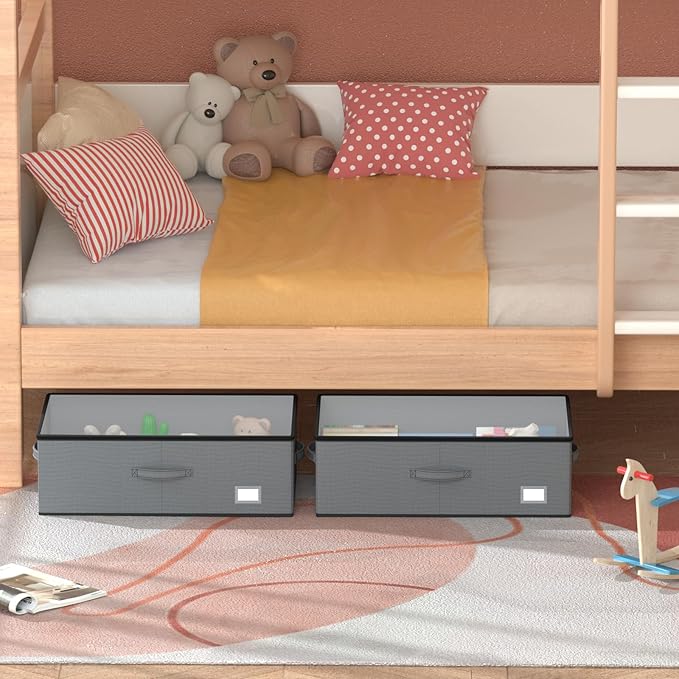 Under Bed Storage with Wheels, No Assemble Required 10 inches height Under Bed Storage bins,Large capacity Rolling Underbed Shoe Storage containers，dorm underbed storage drawers