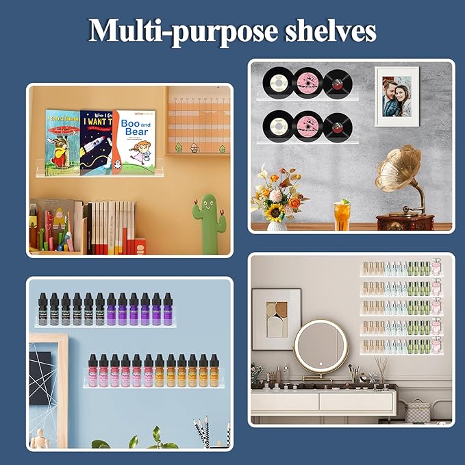 15 Inch Nail Polish Organizer Acrylic Perfume Essential Oils Decor Paint Holder Wall Mounted Rack Floating Shelves (3 PCs)