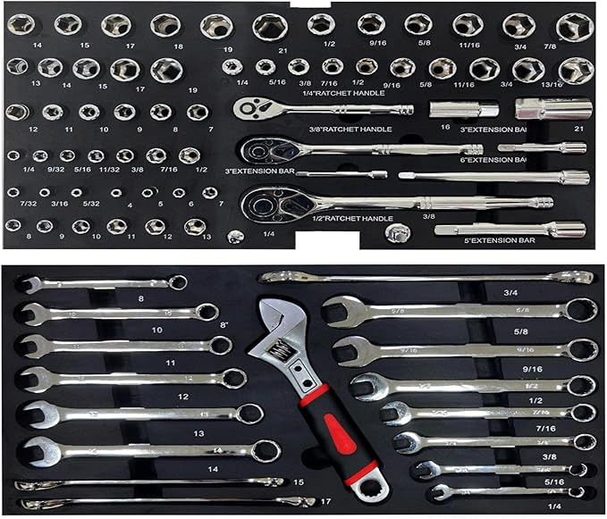 Campfun 439PCS Tool Set, Mechanic Tool Set for Home, Tool Box Set 4-Tier Socket Wrench Ratchet Plier Nails, Home Tool Set Mechanics Kit with 3 Drawers Organizer for Adults Man Handyman, Red