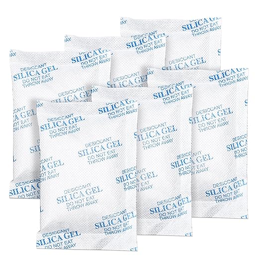 Silica Gel Packets – 50 Gram 25 Packs Moisture Absorbers, Desiccant Packs for Storage, Food Safe Desiccant for Foods, Seeds, 3D Filaments, Electronics, Safes