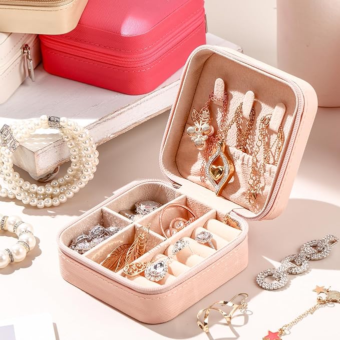 Kigeli 18 Pcs Travel Jewelry Case Bulk Bridesmaid Gift Boxes Small Jewelry Box Mini Storage Organizer for Women Return Gift(Bright Color)