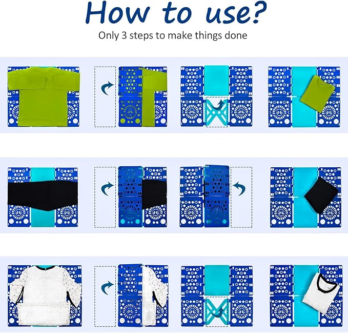 BoxLegend Version 3 Shirt Folding Board t Shirts Clothes Folder Durable Plastic Laundry folders Folding Boards Helper Tool for Adults and Children (Blue & Turquoise)