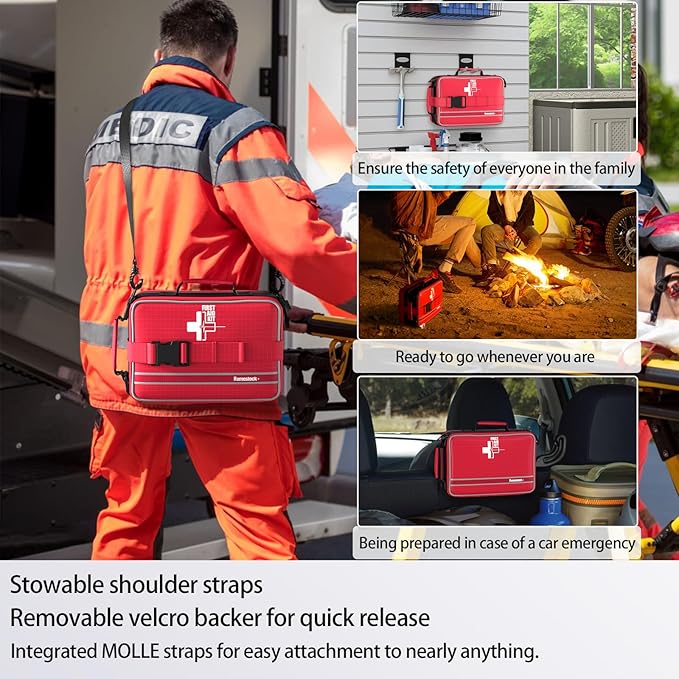 Advanced First Aid Kit, Comprehensive Trauma First Aid Kits with Labelled Compartments for Cars, Home, Office, Backpacking, Camping, Traveling, and Cycling -Upgrade 324 Piece