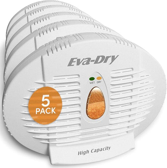 Eva-Dry E-500 Renewable dehumidifier, Pack of 5, white, perfect for closets, bathrooms, safes, boats, and RVs