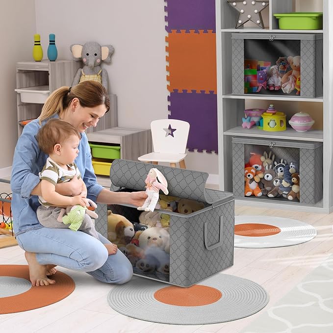 Sorbus Foldable Storage Bag Organizers, Large Clear Window & Carry Handles, Great for Clothes, Blankets, Closets, Bedrooms, and more