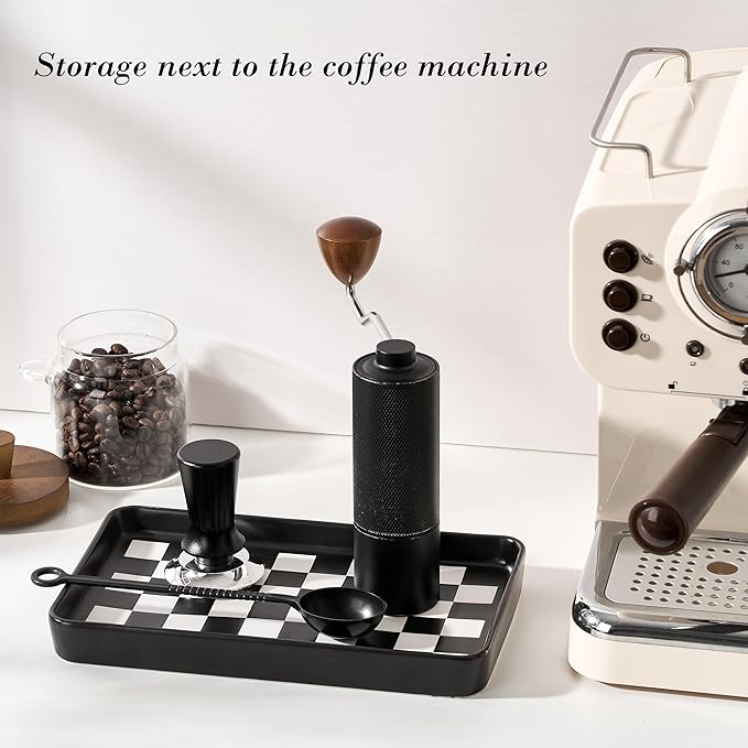 10"×6"×1" Texture Checkered Surface Bathroom Vanity Tray for Countertop- Ceramic Decorative Organizer Tray for Dresser Top, Toilet, Perfume, Sponge Holder Soap Dish Dispenser for Kitchen Counter