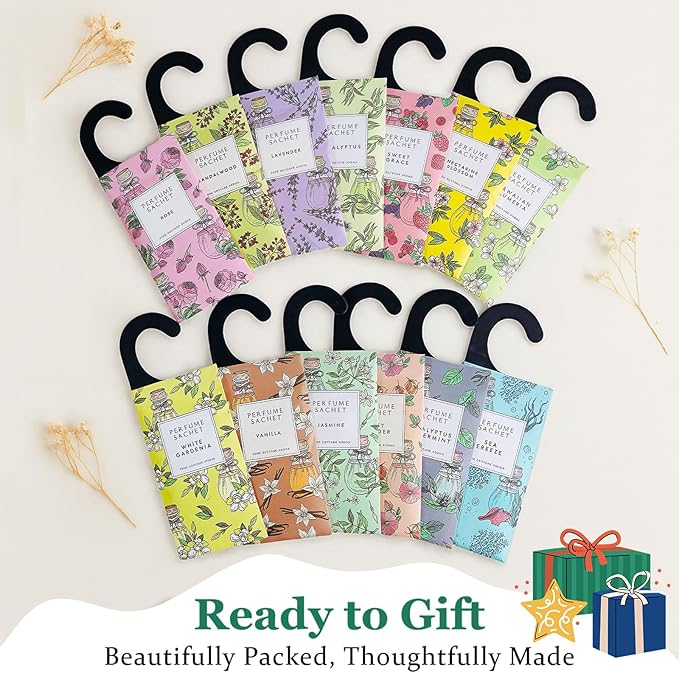 ROSE COTTAGE Large 12 Packs Lilac Hanging Closet Air Freshener Scented Sachets Long Lasting Smell Goods