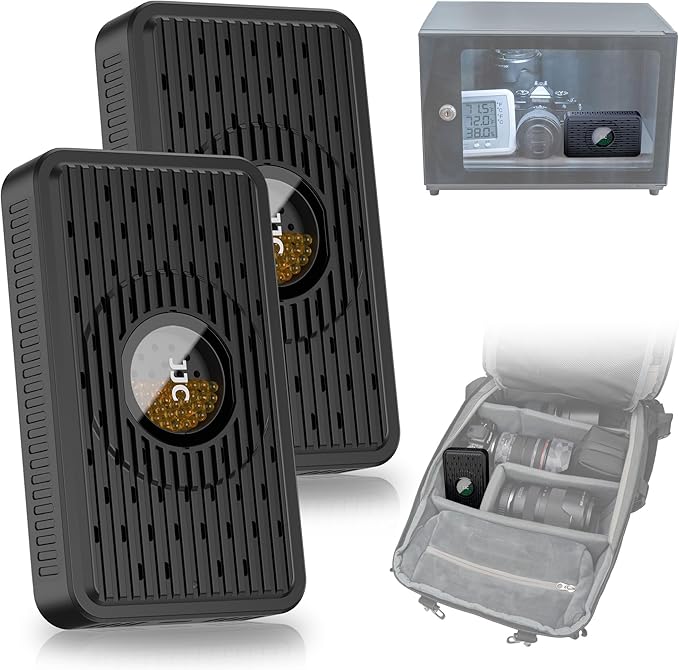 2 Pack Rechargeable Desiccant Dehumidifier for Storage with USB-C Cable,Reusable Portable Moisture Humidity Absorber Dryer Color Indicating Silica Gel for Gun Safe Camera Lens Electronics 3d Filaments