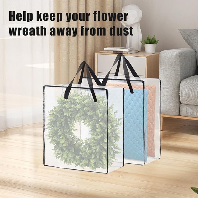 Wreath Storage Bag 5-Pack, 26 Inches 95 L Wreath Storage Container for Home Storage, Storage Bag for Spring Summer Christmas Wreath Decorations or Clothing Blanket Comforters Bed Sheets Pillows