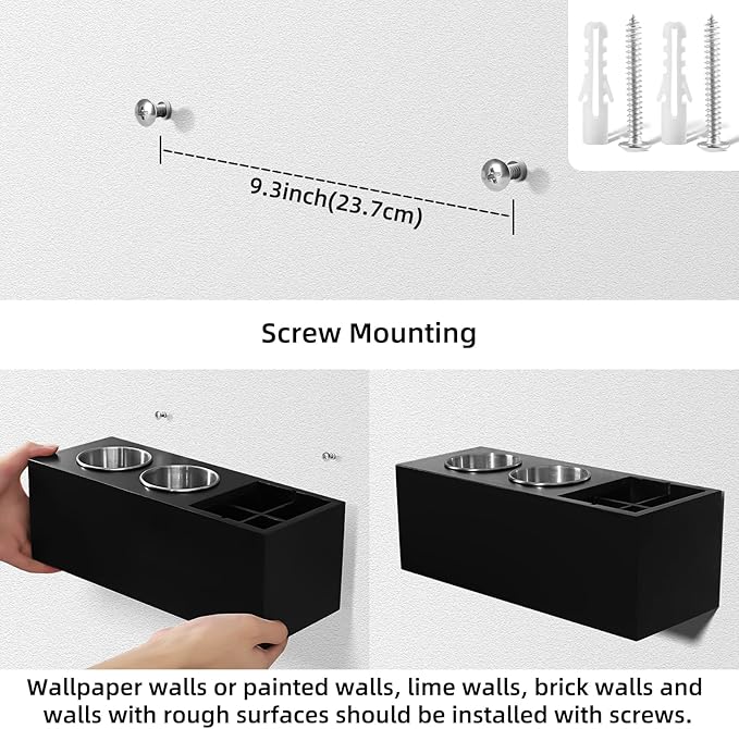 Hair Dryer Countertop Holder, Hair Tool Organizer Wall Mount, Blow Dryer Holder Organizer, Bathroom Countertop Blow Dryer Holder and Curling Iron Holder (Cedar Wood, Black)