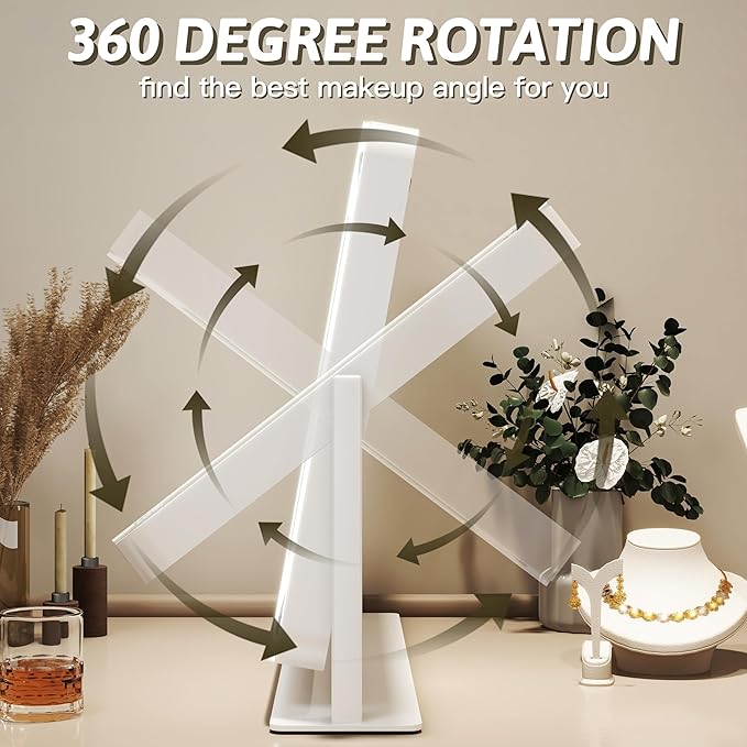 FENNIO Vanity Mirror with Lights, 12" x 16" Lighted Makeup Mirror with Smart Touch Control, 3 Color Modes & Brightness Adjustable, LED Makeup Mirror with 10X Magnification, 360° Rotation for Bedroom