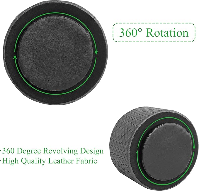 Hennaja Round Leather Art Supply Organizer,Remote Control Holder,360 Degree Spinning,Multi-Functional Pencil Holder,4 Compartments Desktop Stationary Organizer(1-Weave Grey)