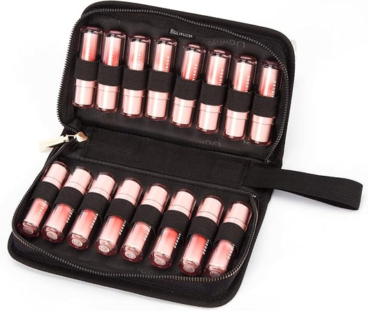 ROWNYEON Lipstick Organizer Case Lipstick Holder Portable Lipstick Bag Travel Makeup Bag Cosmetic Case Large Capacity Lipstick Carrying Case Makeup Artist Lip Gloss Storage Bag