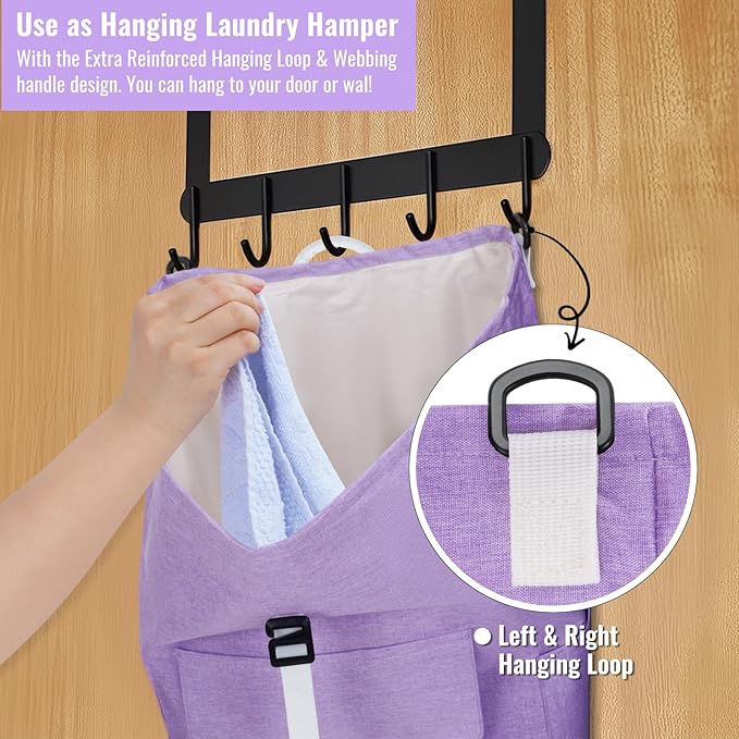 Laundry Bag Backpack, 125L Extra Large Laundry Backpack with Shoulder Straps, Adjustable Extendable Laundry Hamper Bag with 3 Pockets for College, Travel, Camping (Purple)