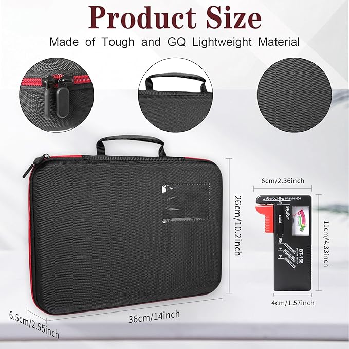 Battery Organizer Storage Case with Tester BT-168 Holds 198 AA AAA C D 9V Button Cells - Fireproof Waterproof Battery Box & Storage Container(Batteries Not Included)