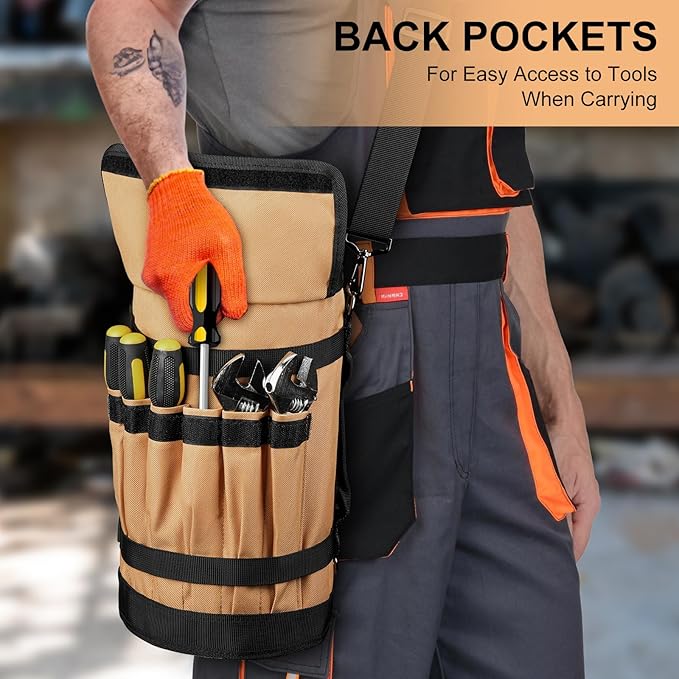 Tool Bag,Large Roll Up Tool Bag Organizer,13 Pockets Tool Roll Storage Pouch,Heavy Duty Portable Tool Storage Carrier Bag for Men,Mechanic,Electrician & Hobbyist