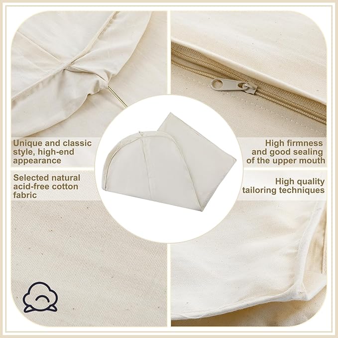 3 Pcs 42 Inch Acid Free Cotton Muslin Suit Garment Bag Long Dress Suit Storage Box Closet Organizer for Suits, Coats, Travel Bag